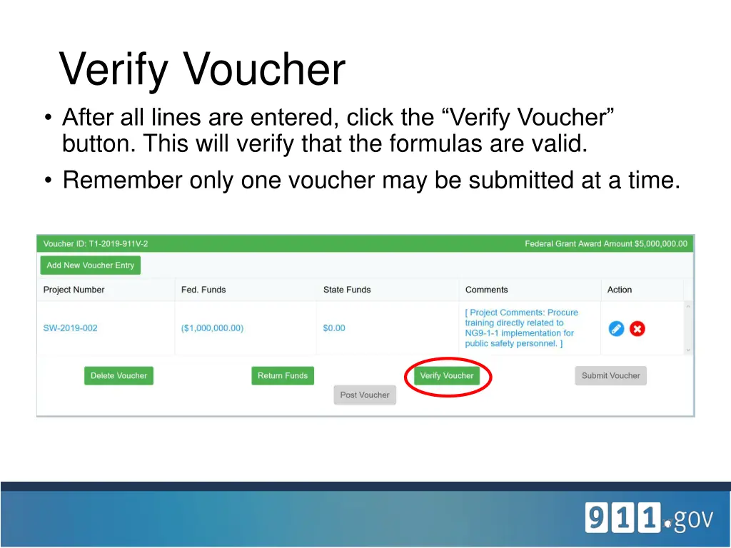 verify voucher after all lines are entered click