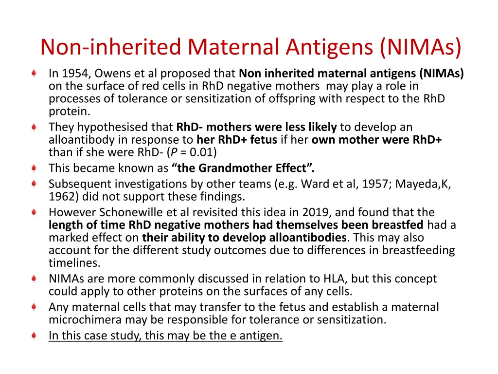 non inherited maternal antigens nimas