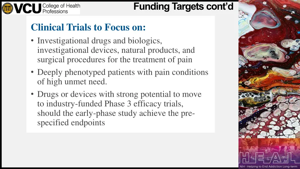 funding targets cont d