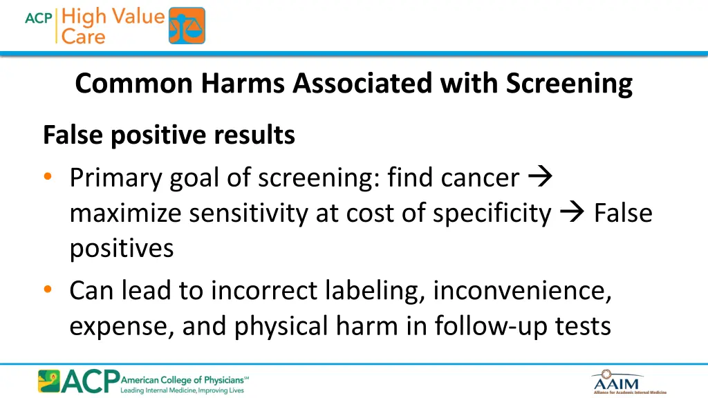 common harms associated with screening