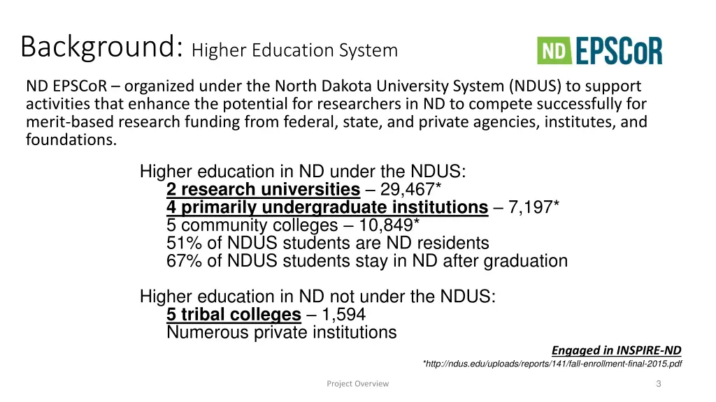 background higher education system