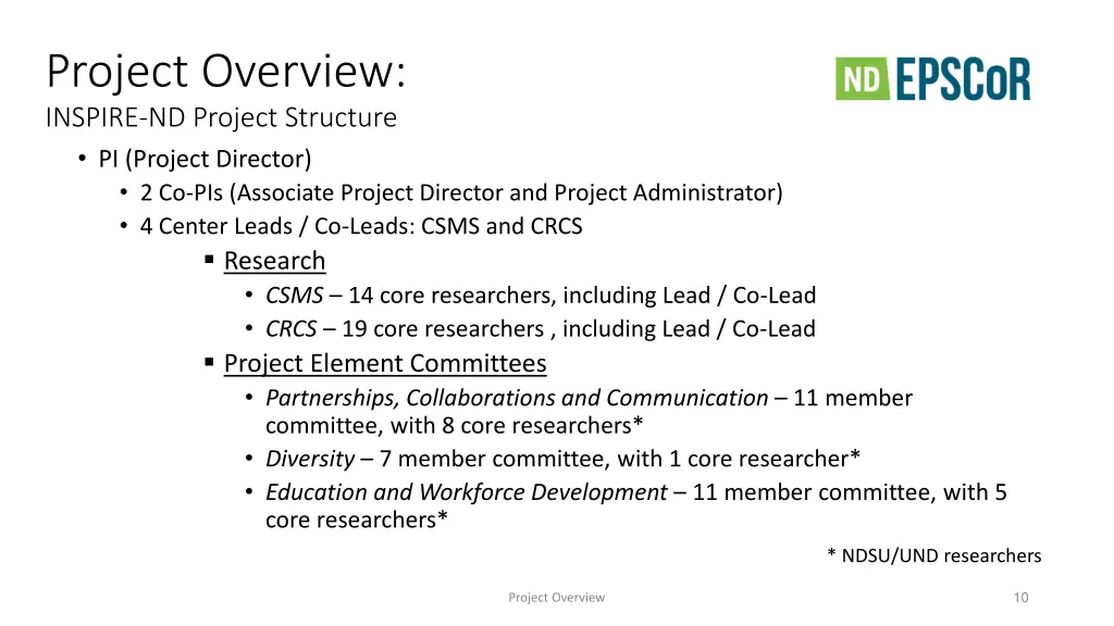 project overview inspire nd project structure