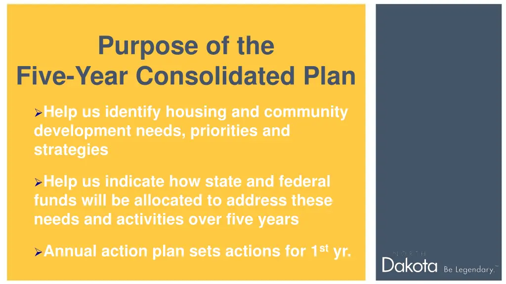 purpose of the five year consolidated plan