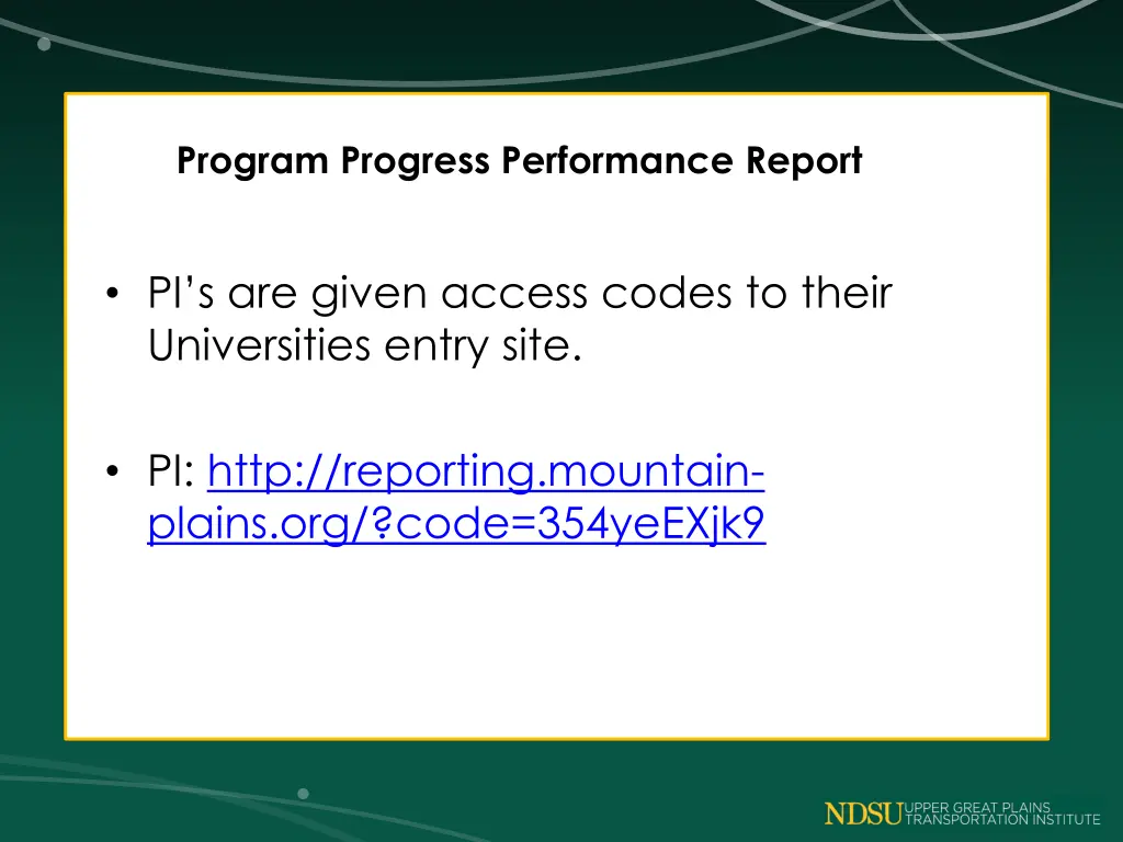 program progress performance report 1