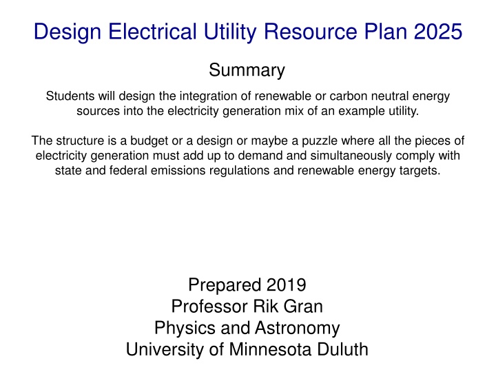 design electrical utility resource plan 2025