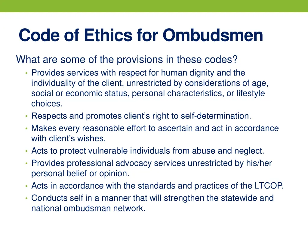 code of ethics for ombudsmen 1