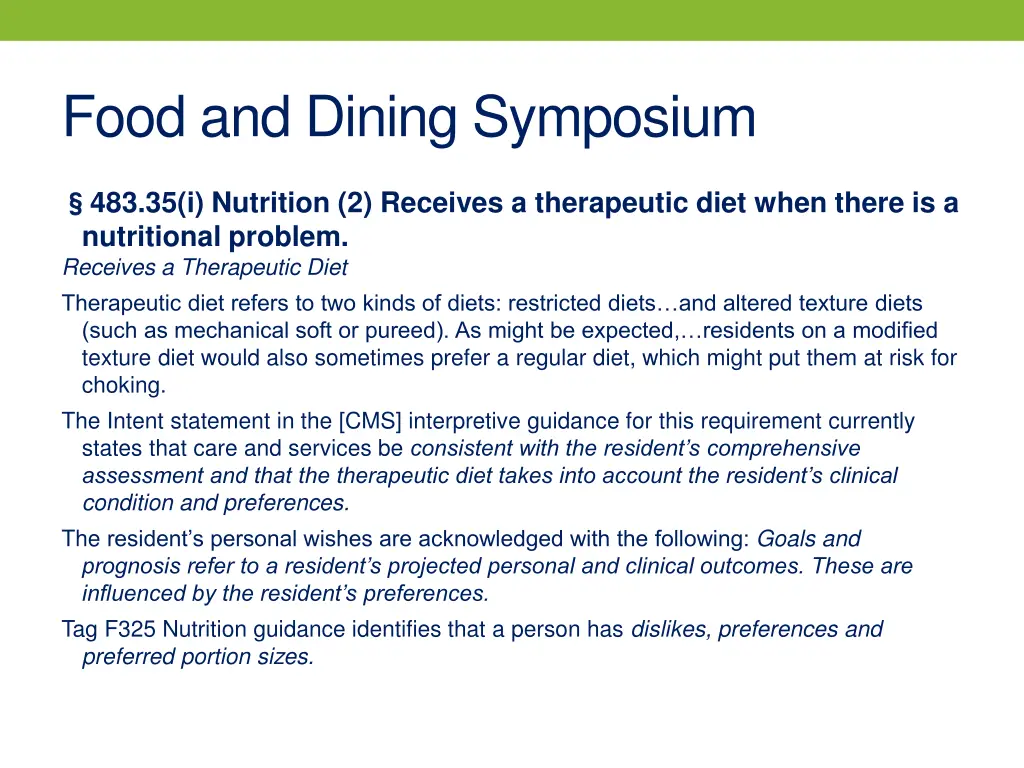 food and dining symposium