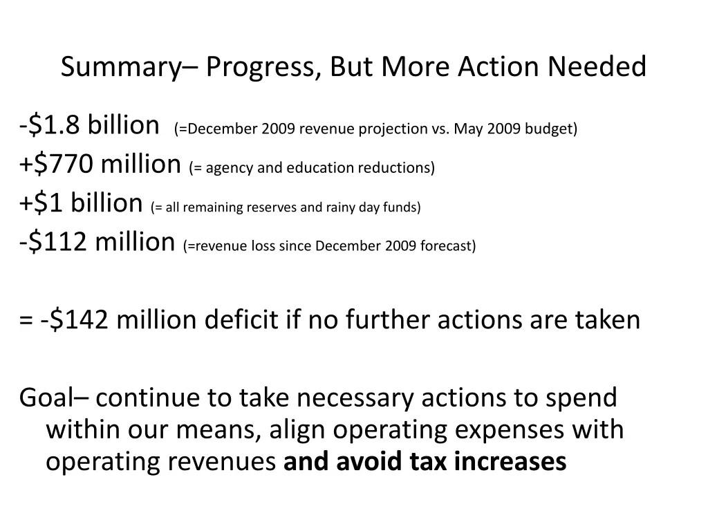 summary progress but more action needed