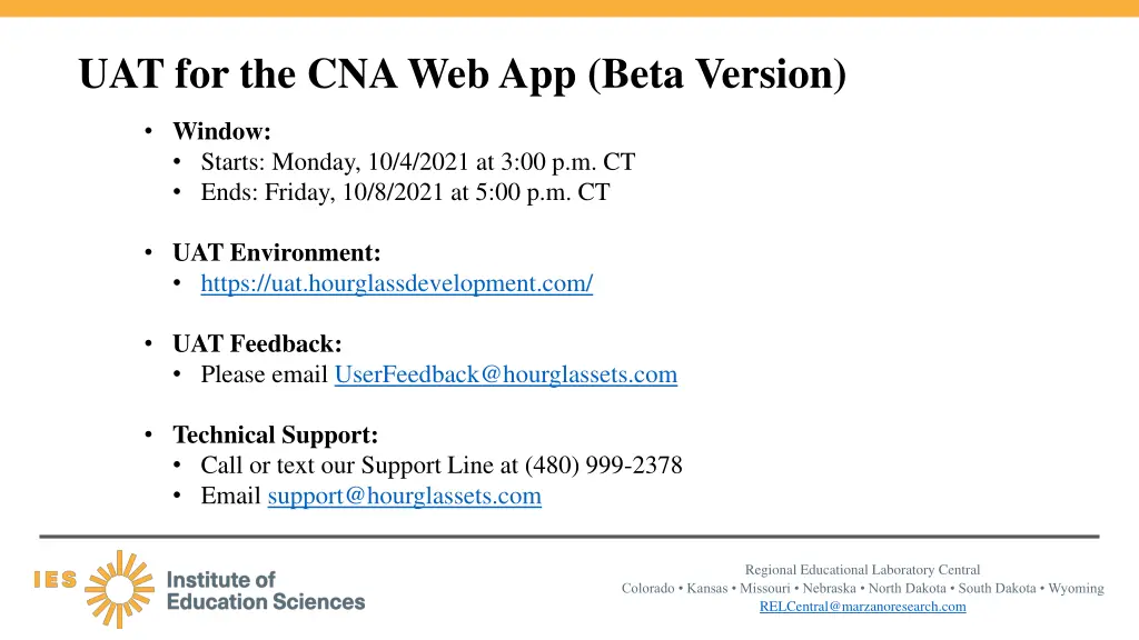 uat for the cna web app beta version