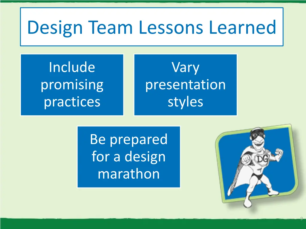 design team lessons learned 1