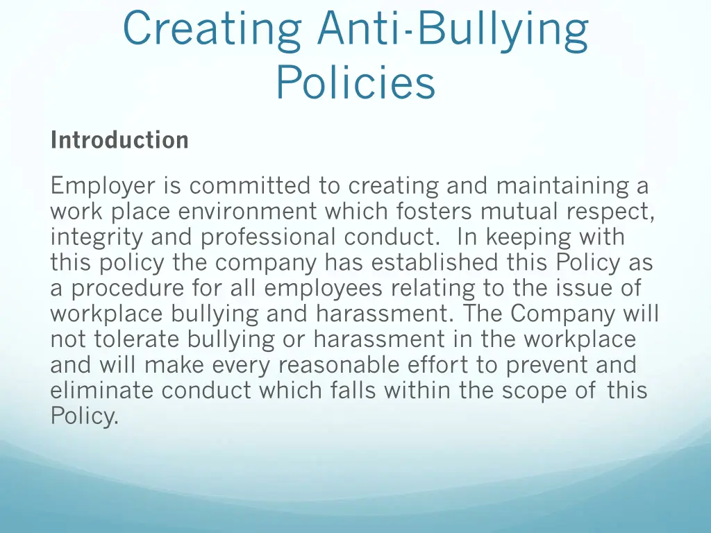 creating anti bullying policies 1