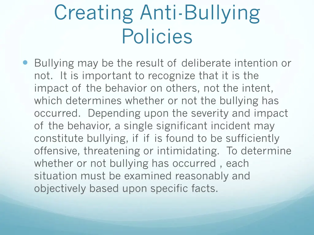 creating anti bullying policies 2