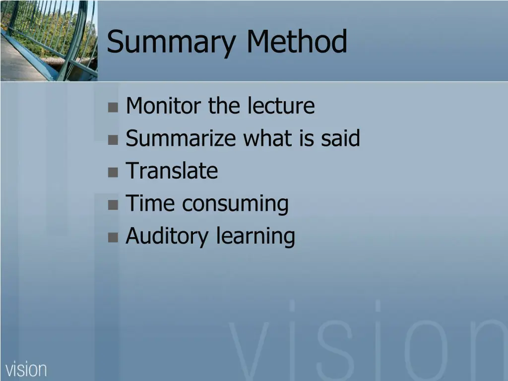 summary method