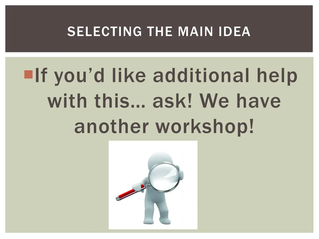 selecting the main idea