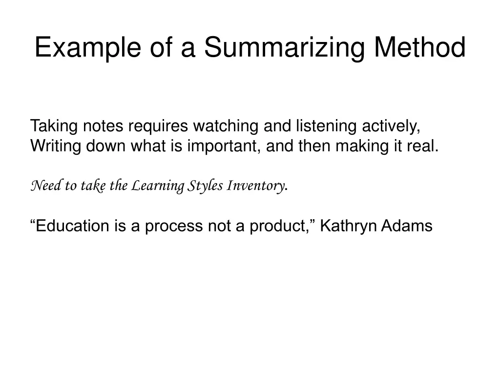 example of a summarizing method