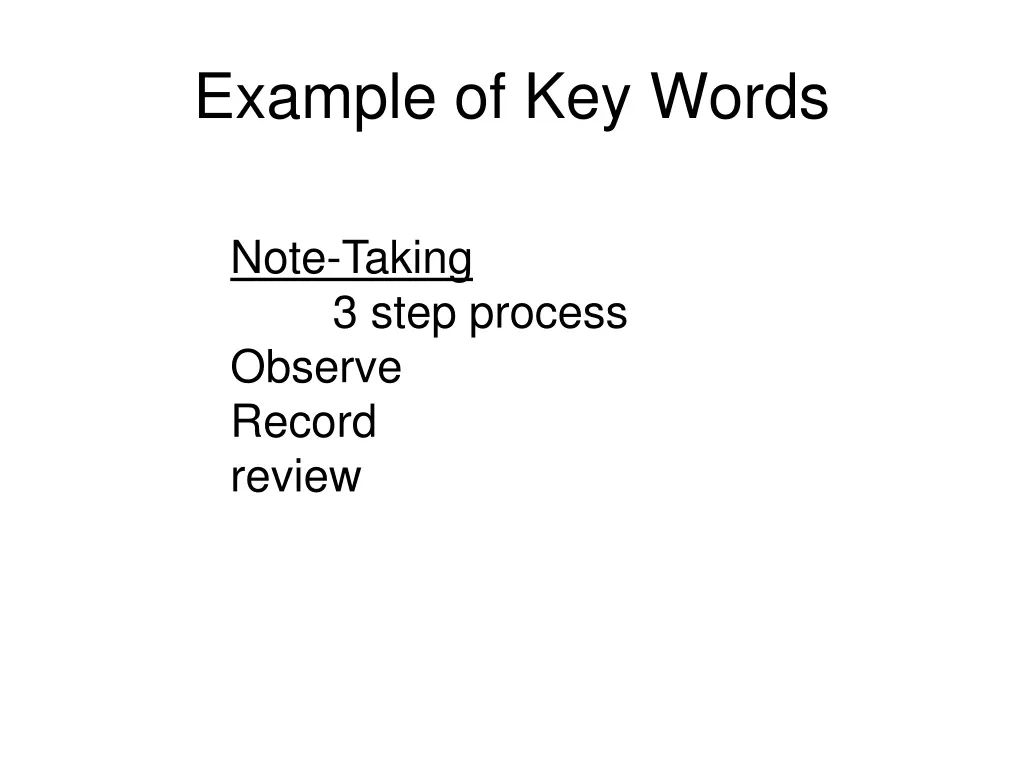 example of key words