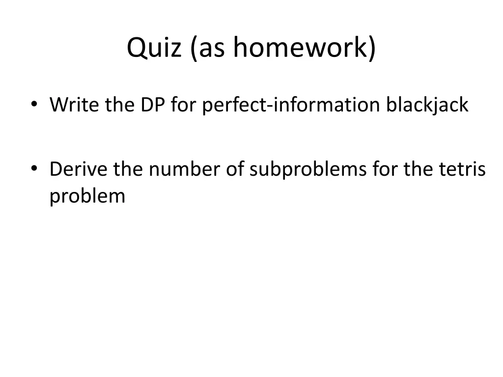 quiz as homework