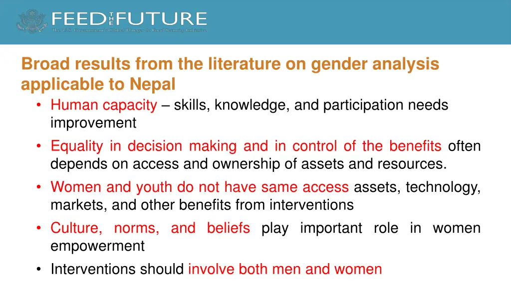 broad results from the literature on gender