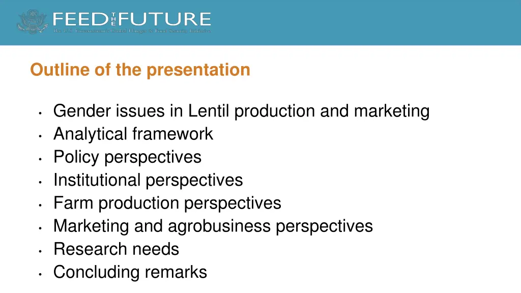 outline of the presentation