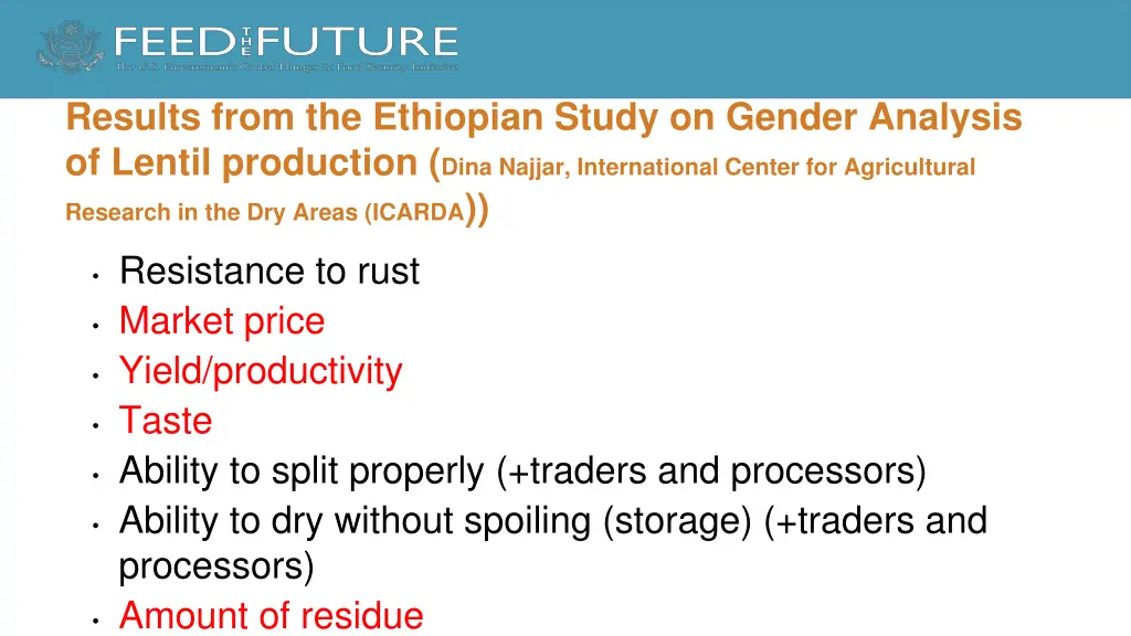 results from the ethiopian study on gender