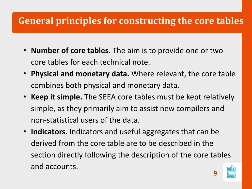 general principles for constructing the core