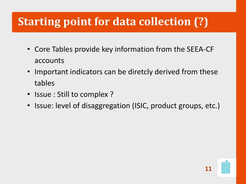 starting point for data collection