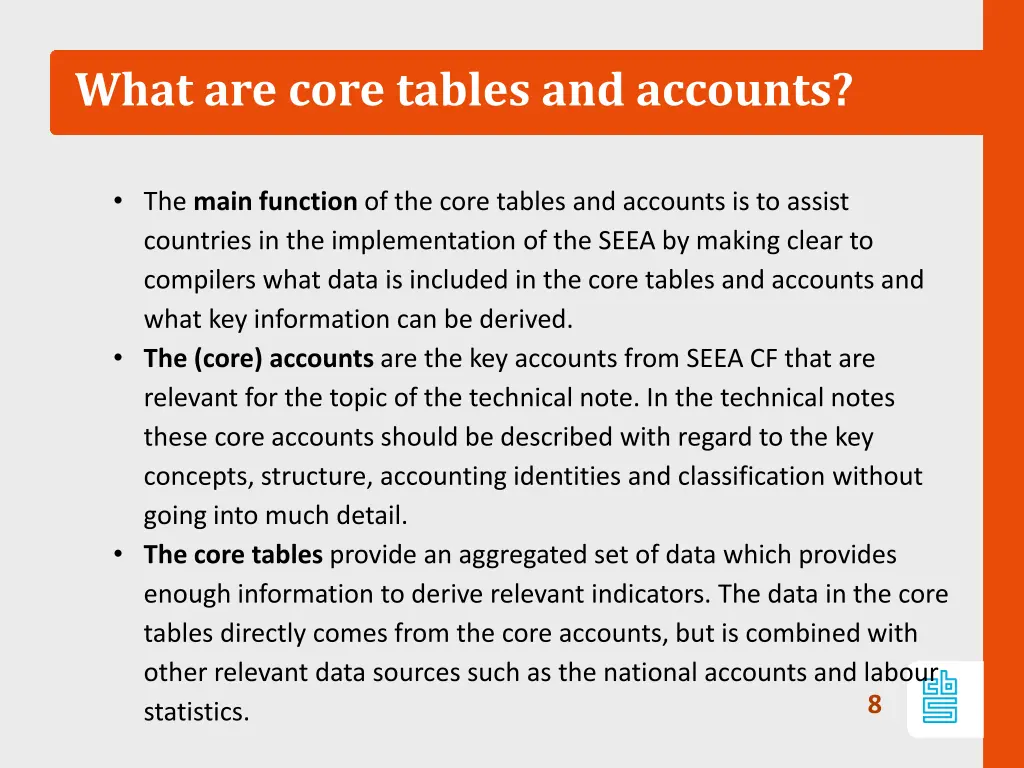 what are core tables and accounts