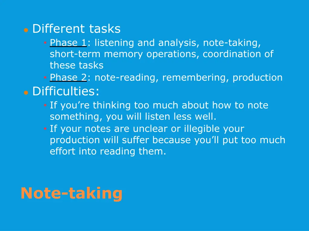 different tasks phase 1 listening and analysis