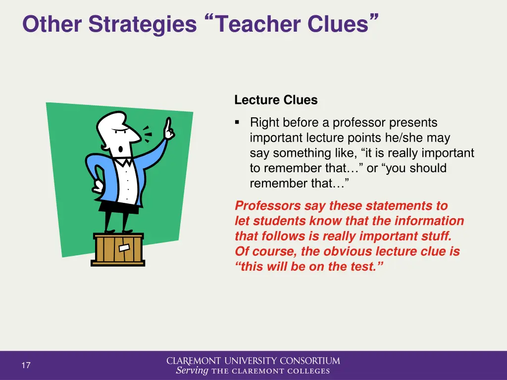 other strategies teacher clues