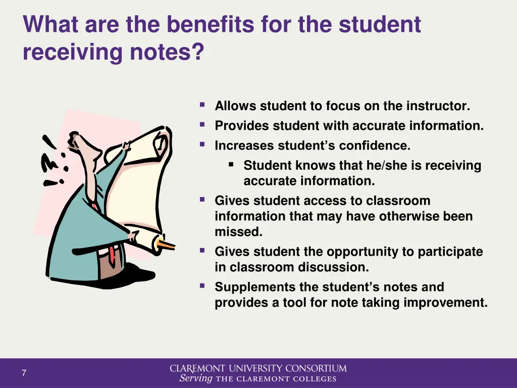 what are the benefits for the student receiving