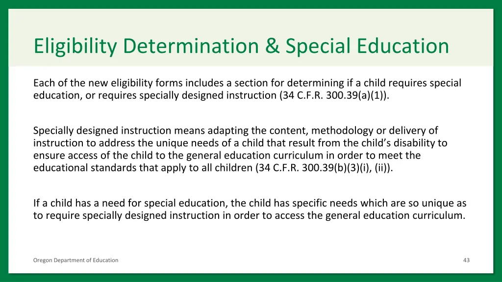 eligibility determination special education