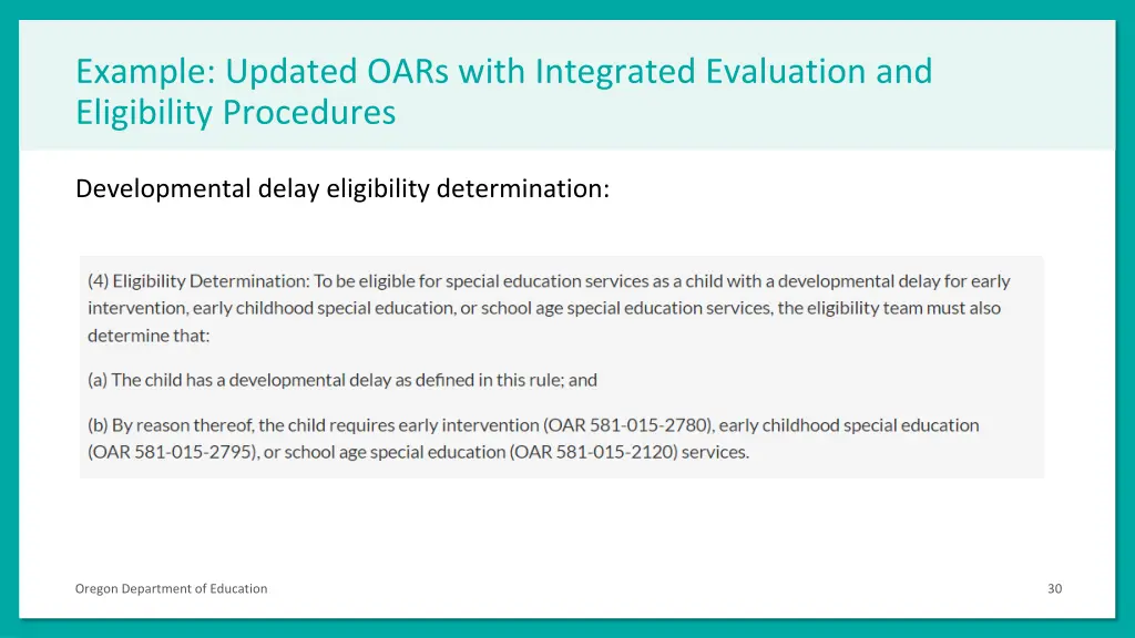 example updated oars with integrated evaluation 1