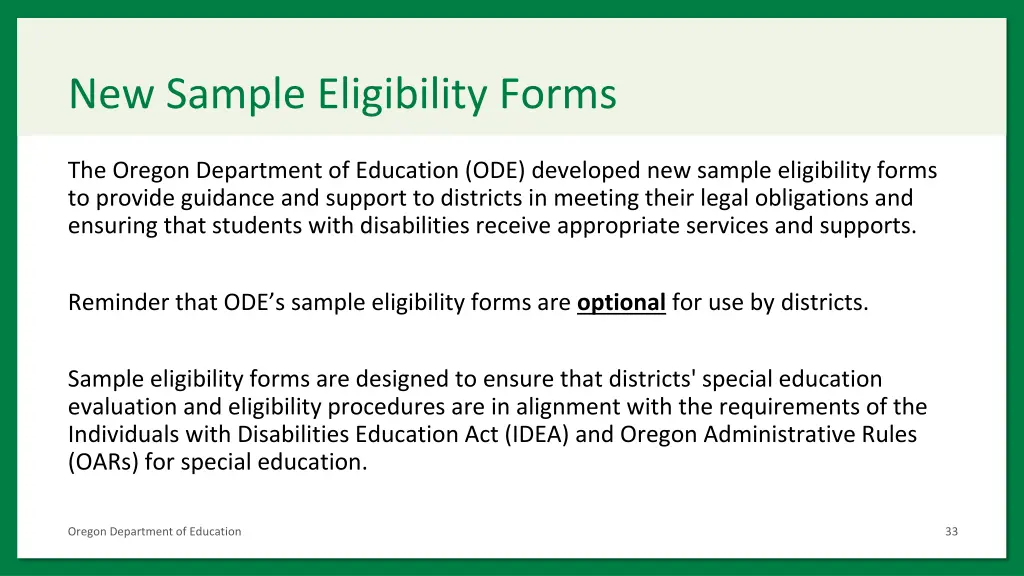 new sample eligibility forms