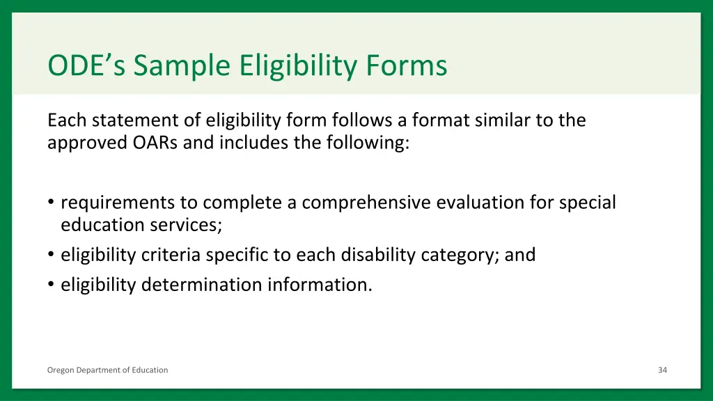 ode s sample eligibility forms