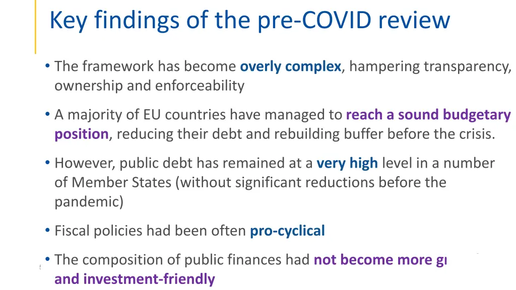 key findings of the pre covid review