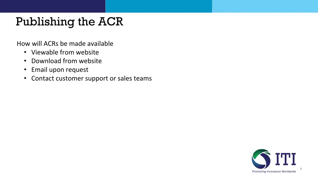 publishing the acr