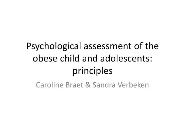 psychological assessment of the obese child