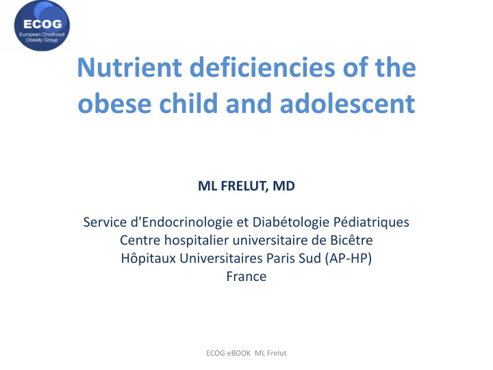 nutrient deficiencies of the obese child