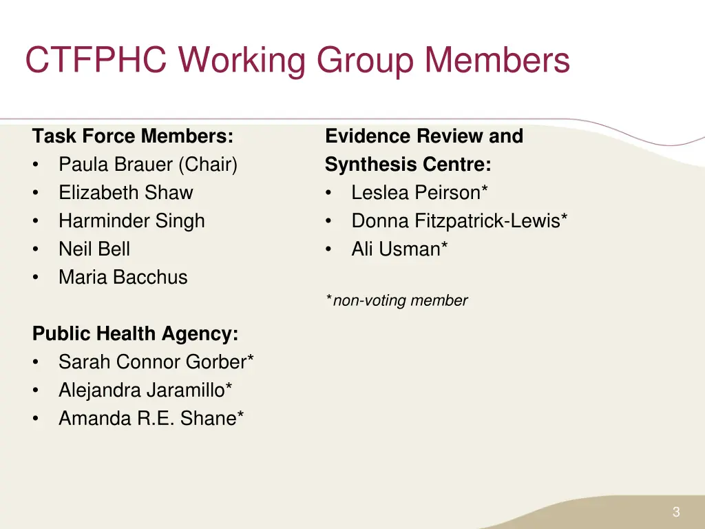 ctfphc working group members