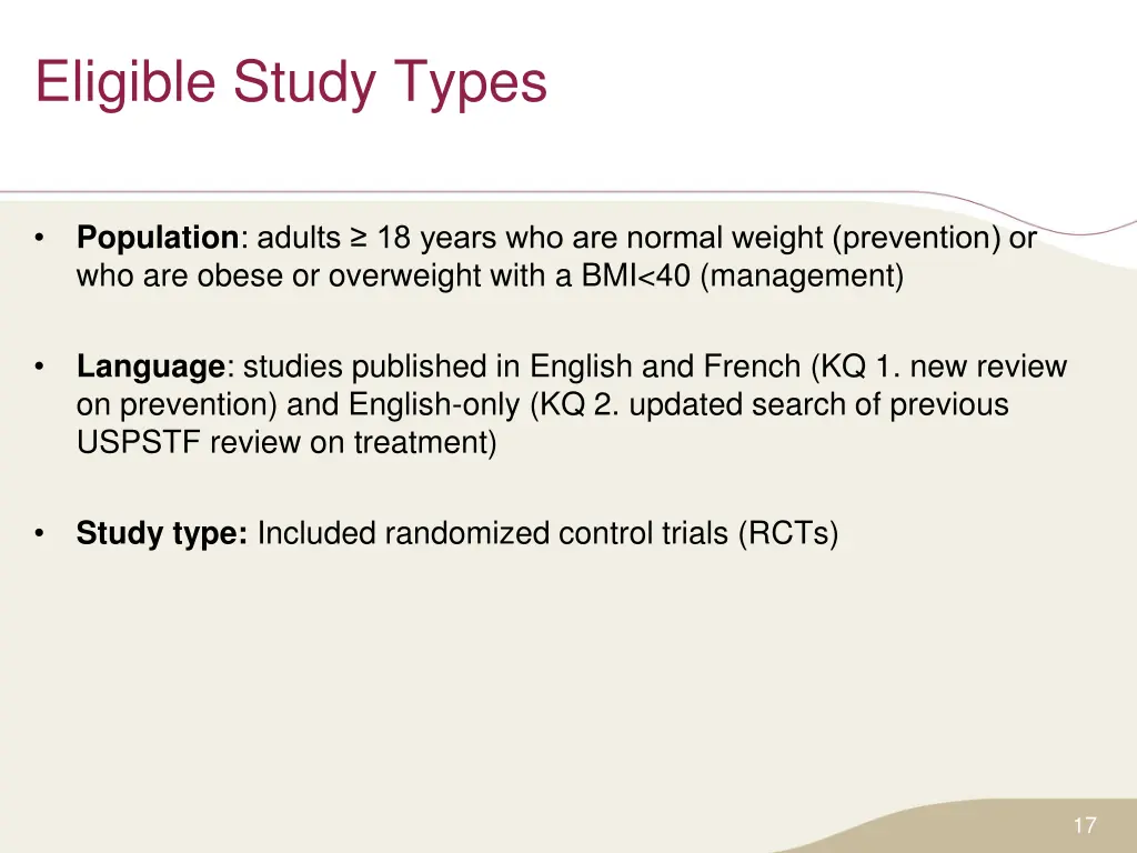 eligible study types