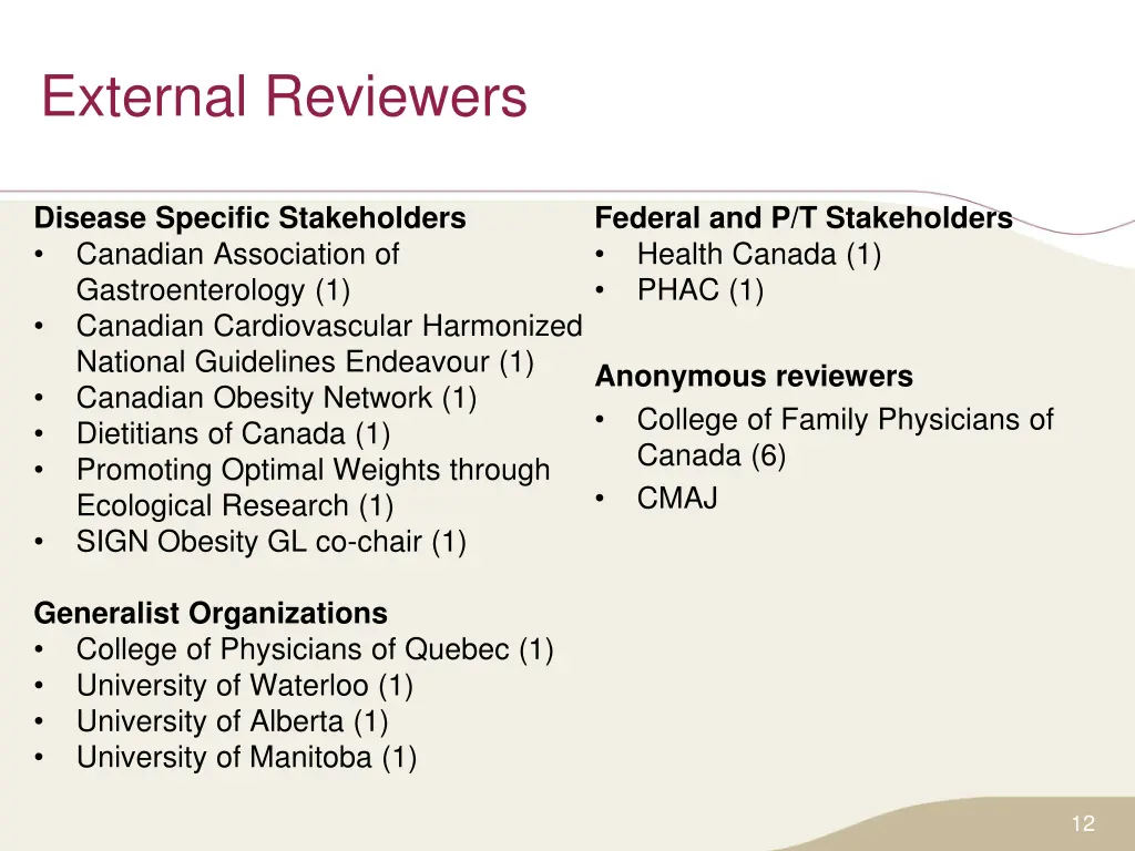 external reviewers