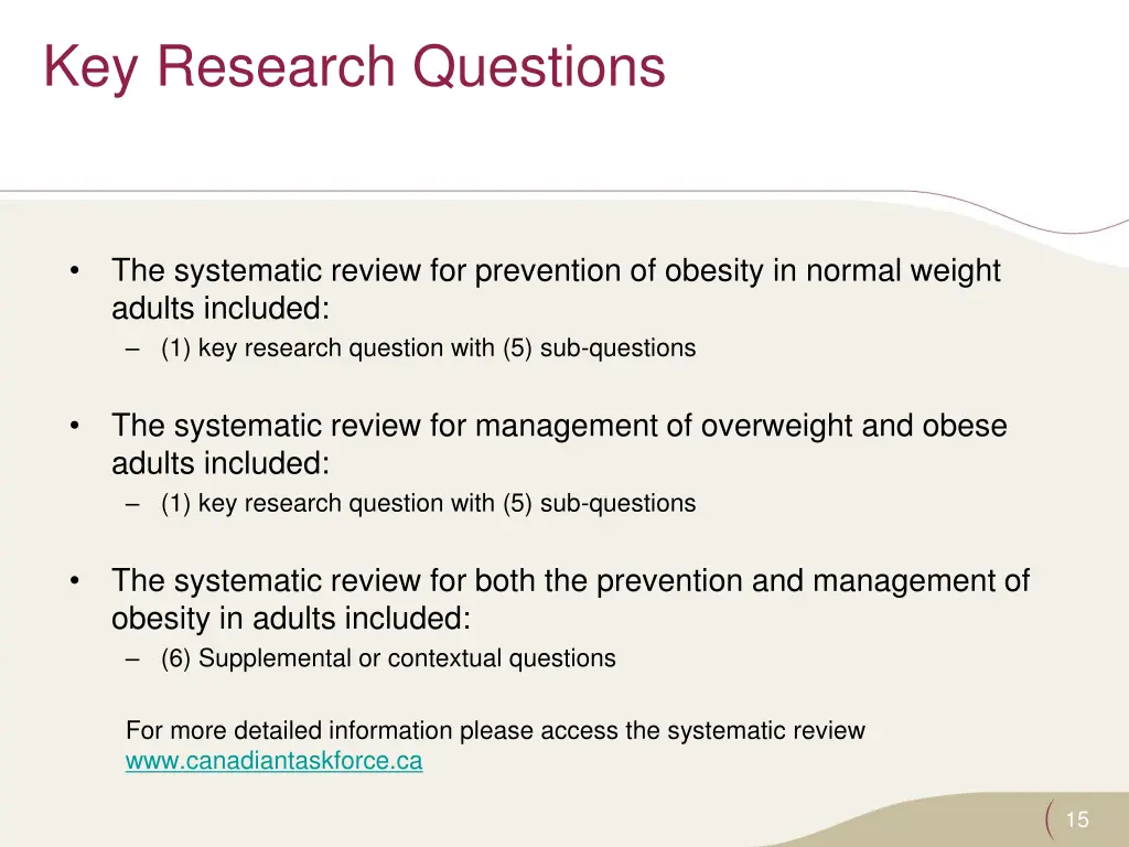 key research questions