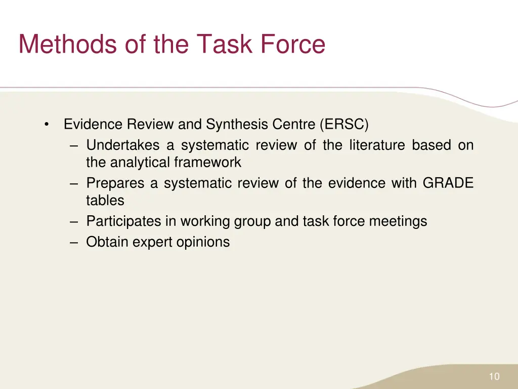 methods of the task force 1