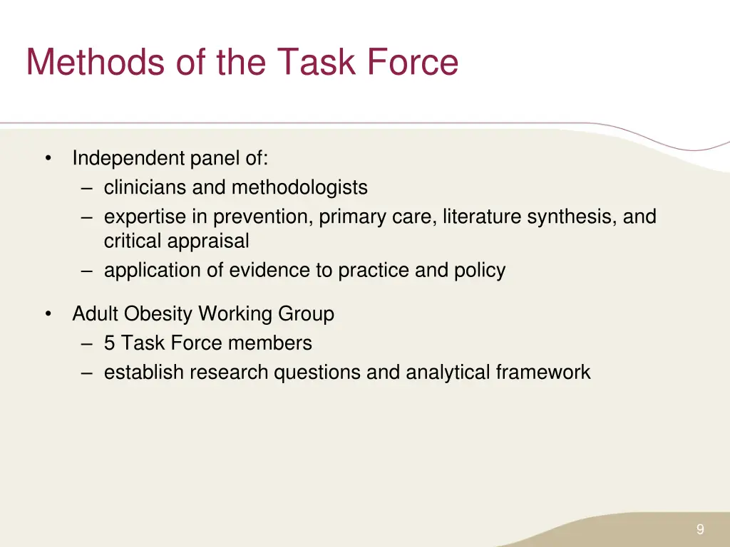 methods of the task force