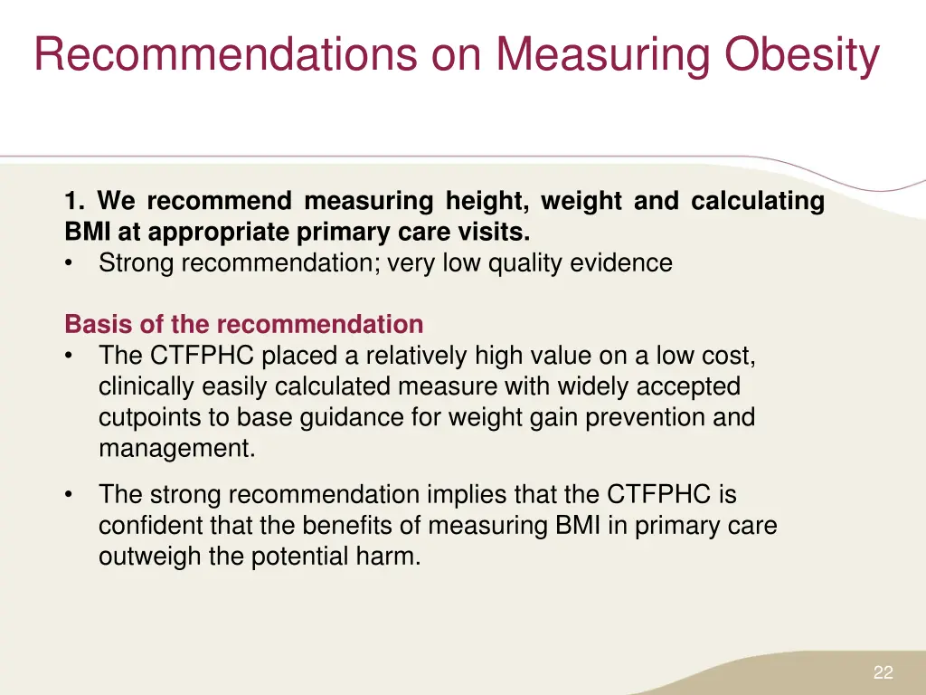 recommendations on measuring obesity