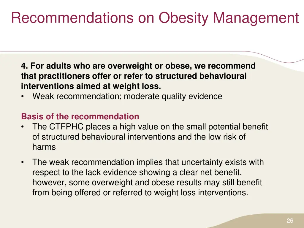 recommendations on obesity management 1