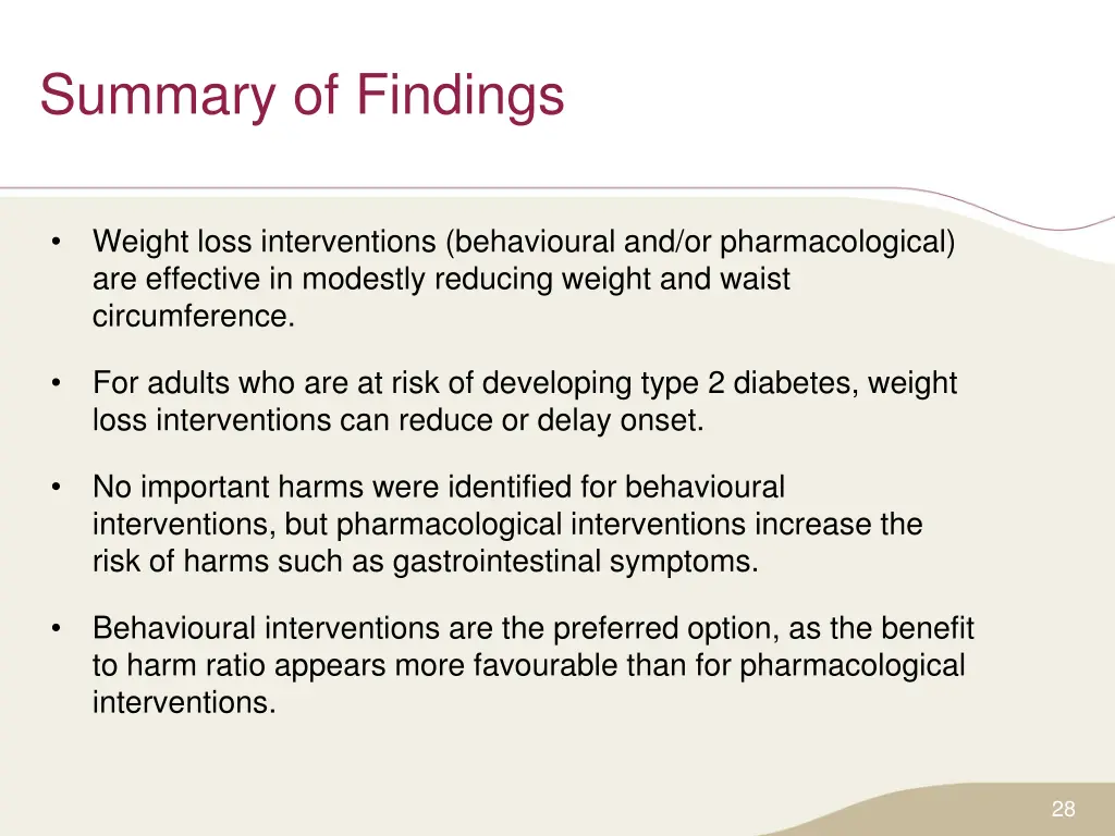 summary of findings 1