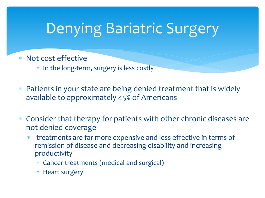 denying bariatric surgery