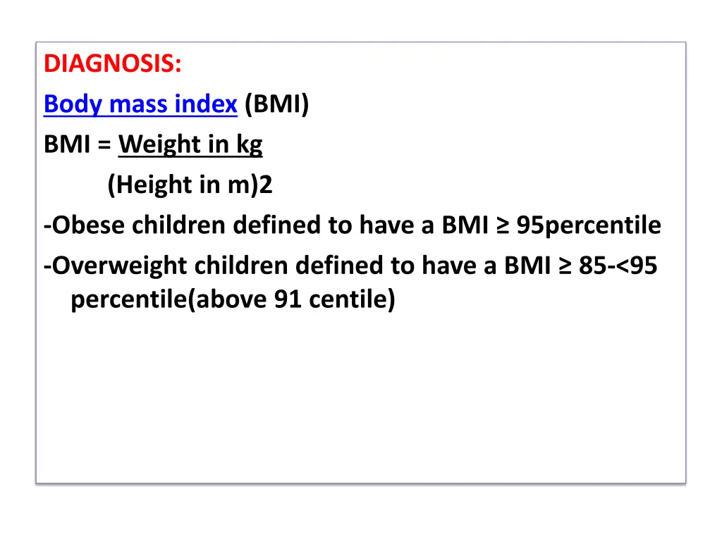 diagnosis body mass index bmi bmi weight