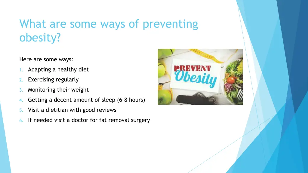 what are some ways of preventing obesity